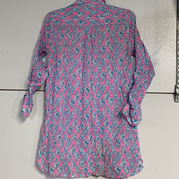 LILLY PULITZER CAPTIVA TUNIC BLOUSE PINK SEASHELLS XS - Picture 7 of 8